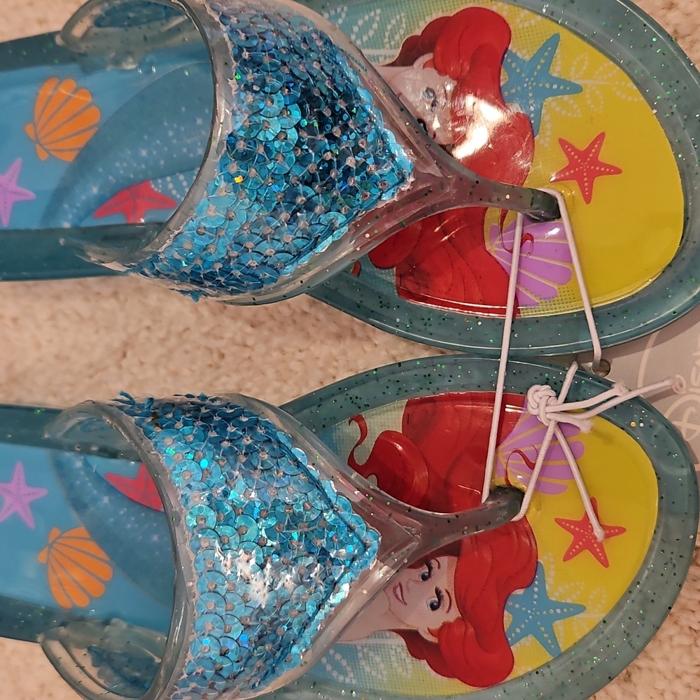 Disney Little Mermaid Bikini Sz 3, NEW Sandal Sz 7/8 & Sunglasses - Picture 6 of 8